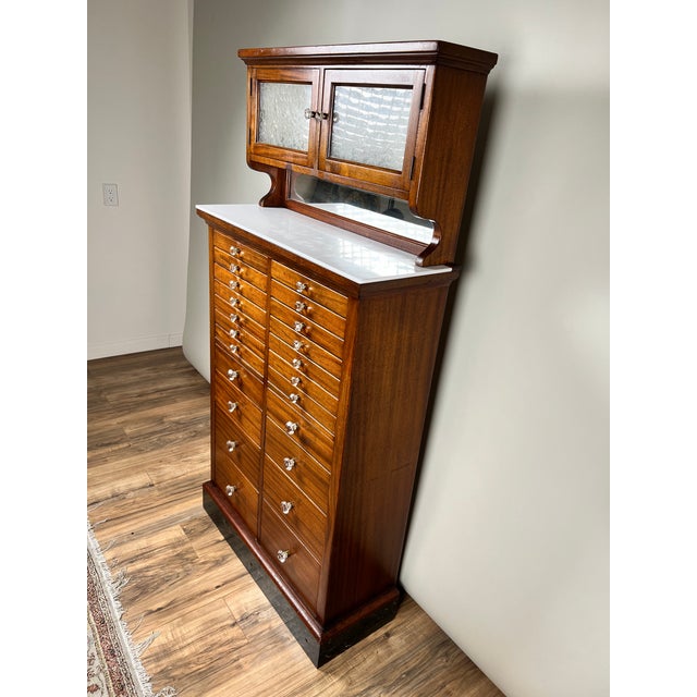 Wood Antique Mahogany Multi-Drawer Dental Cabinet by the American Cabinet Co. C. Early 20th Century For Sale - Image 7 of 14