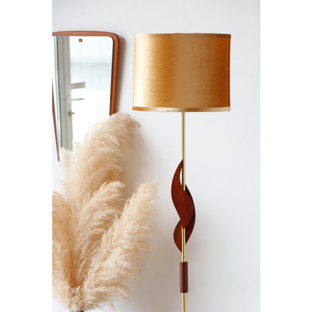 Vintage Scandinavian Teak, Bakelite and Brass Floor Lamp, 1960s For Sale - Image 6 of 16