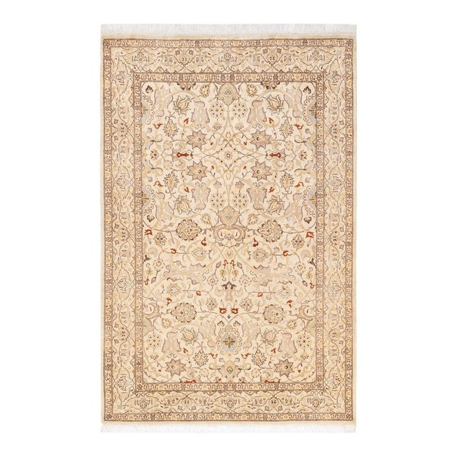 Ivory Mogul, One-of-a-Kind Hand-Knotted Area Rug in Ivory, 4' 2" x 6' 2" For Sale - Image 8 of 8