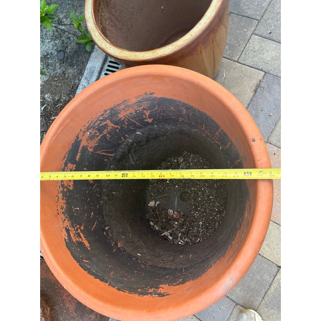 1970s Large Vintage Italian Terracotta Garden Planter With Rolled Rim, Tuscany For Sale - Image 5 of 12
