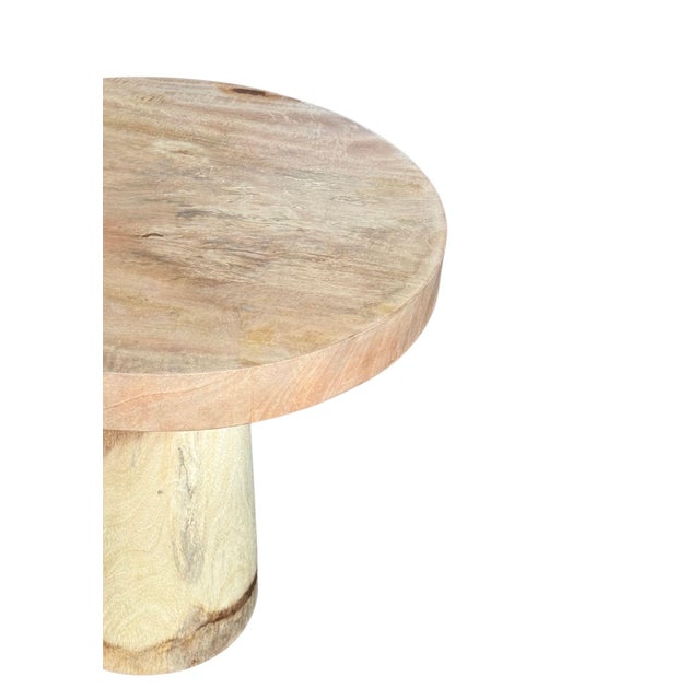 Wood Sculptural Round Table Crafted From Solid Suar Wood, Natural Finish For Sale - Image 7 of 15