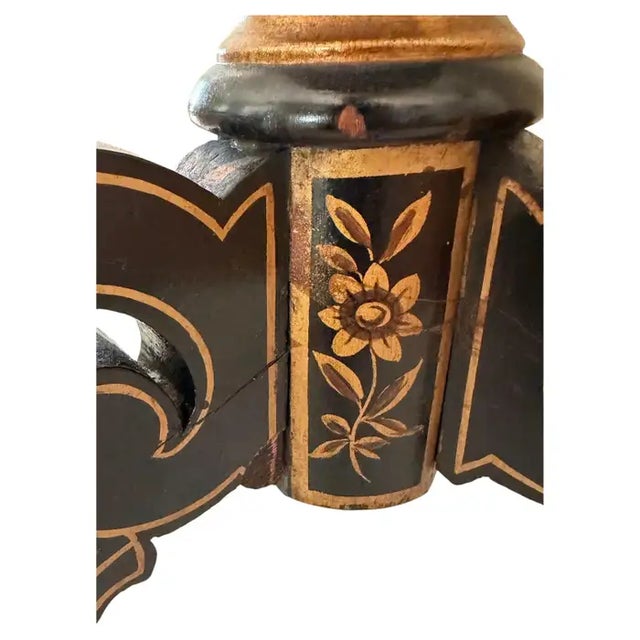 Ebonized Gilt Chinoiserie Round Side Accent Pedestal Table For Sale - Image 12 of 12