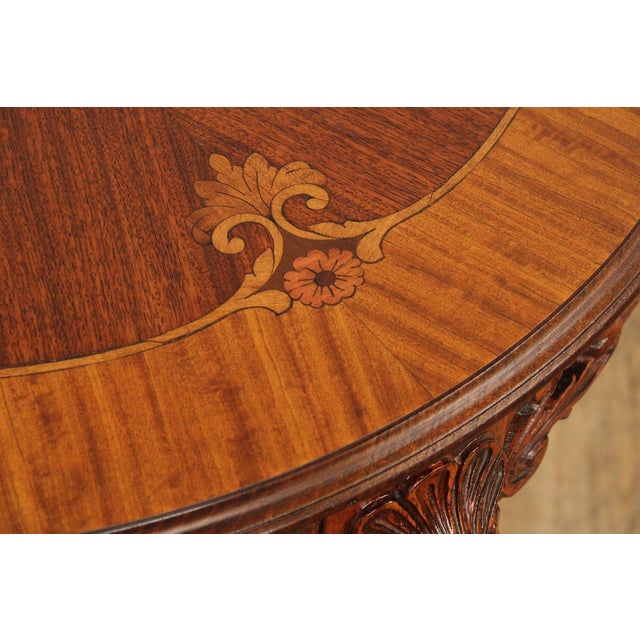 Wood French Court Galleries Rococo Style Round Inlaid Side Table For Sale - Image 7 of 15