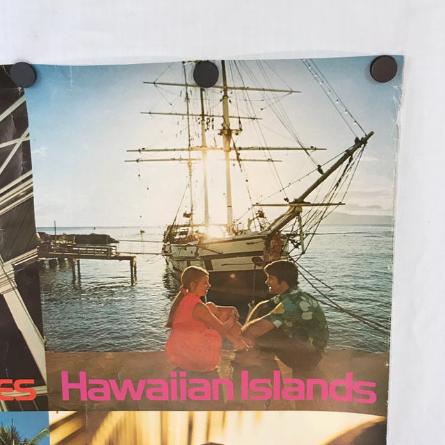 Mid-Century Modern Hawaiian Airlines Travel Poster New Zealand to Hawaiian Islands by Clark and Mathewson For Sale - Image 3 of 11