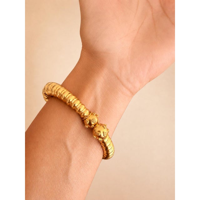 Ilias Lalaounis 1970s 22k Gold Neolithic Revival Ribbed Bracelet For Sale - Image 15 of 15