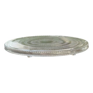 Vintage Pressed Molded Glass Trivets with Beaded Decoration, France, 1960s, Set of 2 For Sale
