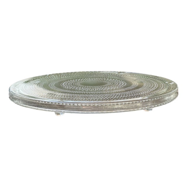 Vintage Pressed Molded Glass Trivets with Beaded Decoration, France, 1960s, Set of 2 For Sale