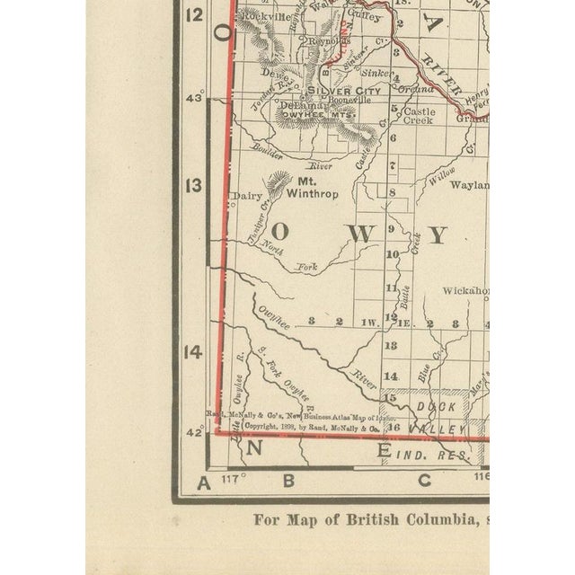 Beige Antique Map of Idaho The Gem State by Ran McNally, 1899 For Sale - Image 8 of 12