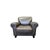 Living room set consisting of a three-seater sofa and armchair in dark brown leather. 20th century. dimensions (w x d x...