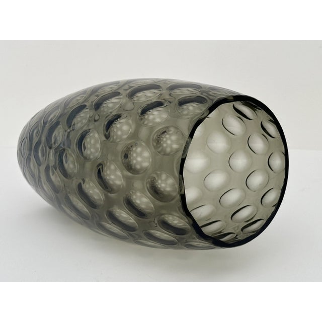 1950's Borske Sklo Optic Glass Vase in Smoke Gray For Sale - Image 4 of 6