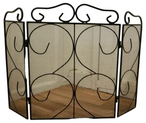 Folding Wrought Iron Fire Guard for Inglenook Fireplace, 1960s