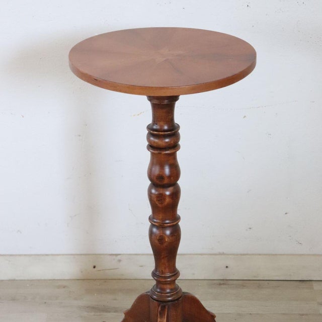 Wood Vintage Pedestal Table in Walnut, 1990s For Sale - Image 7 of 11