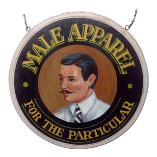 Hand Painted 1930s Mens Apparel Trade Sign For Sale