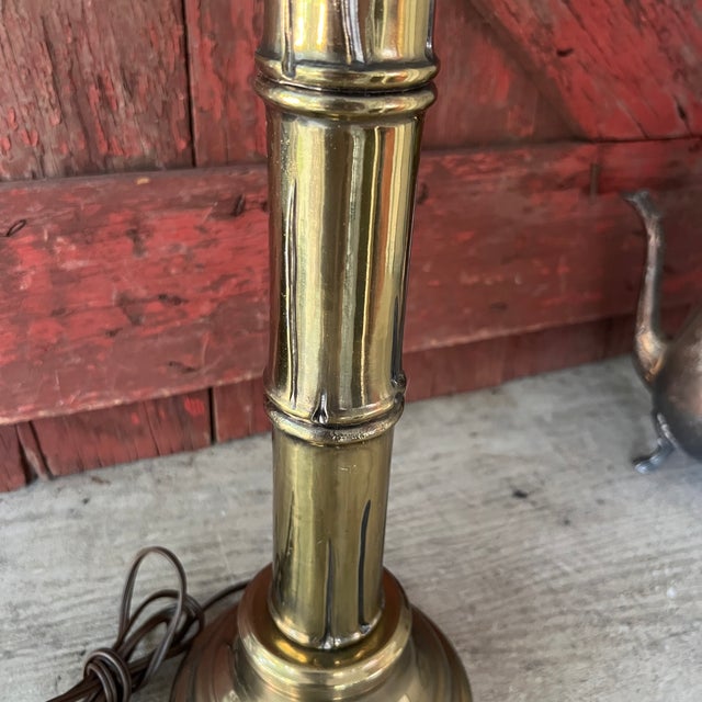 Vintage Brass Table Lamp With Bamboo Design 21" For Sale In Kansas City - Image 6 of 15