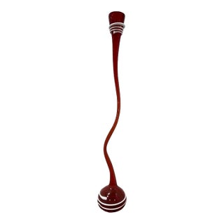 Contemporary Monumental Makora Kronso Poland Twisted Red Art Glass Vase For Sale