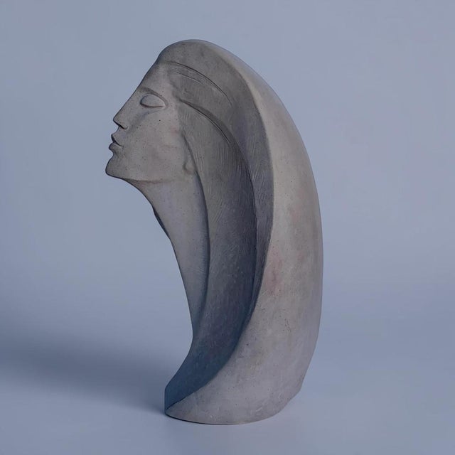 1980s Deco Sandstone Ceramic Abstract Woman Sculpture For Sale In Miami - Image 6 of 9