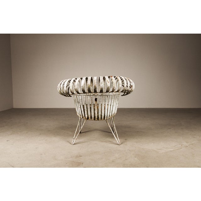 French Wrought Iron Lounge Garden Chairs with Spiral Armrests, 1950, Set of 4 For Sale - Image 12 of 16