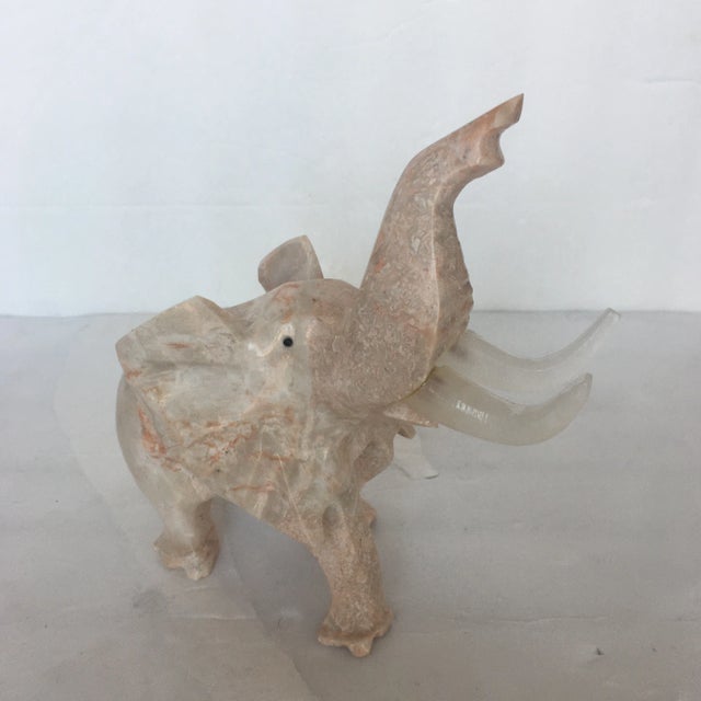 Stone Pink Stone and Acrylic Hand - Carved Elephant Figurine For Sale - Image 7 of 13
