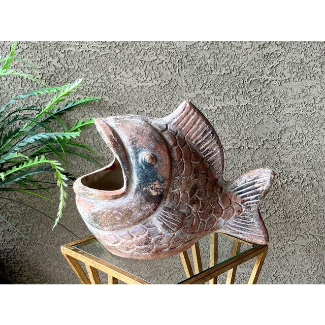 Excellent Pre-Owned Condition. Take a look at this fabulous handcrafted rustic chic in or out of doors wide-mouth fish...