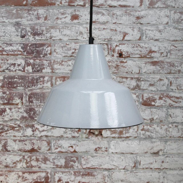 Philips Vintage Industrial Grey Enamel Pendant Light from Philips For Sale - Image 4 of 5