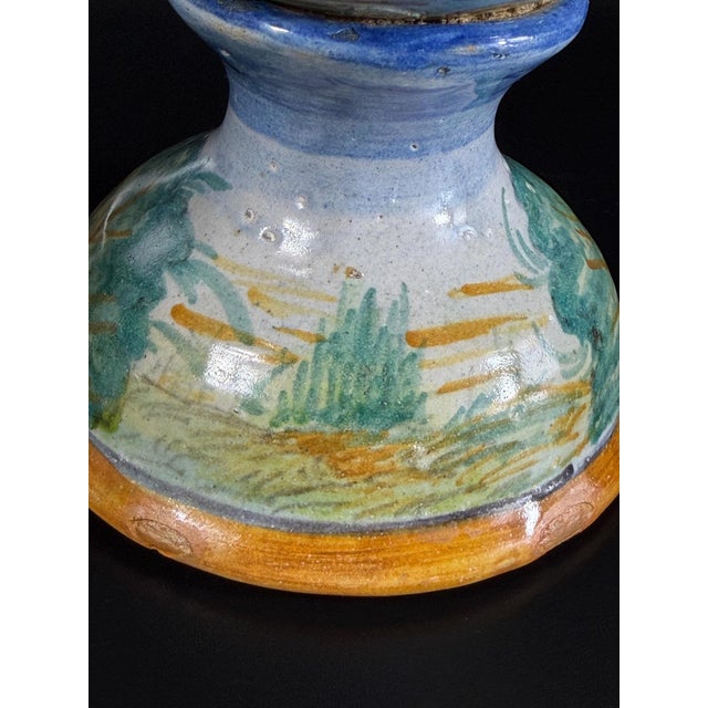 Vintage Italian Hand-Painted Majolica Mythological Vases, 1800s, Set of 2 For Sale - Image 16 of 18