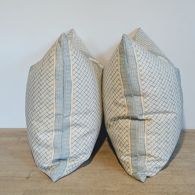 Lee Jofa Lee Jofa 22" Whitaker Pillows in Ocean & Gold, Double Sided For Sale - Image 4 of 7
