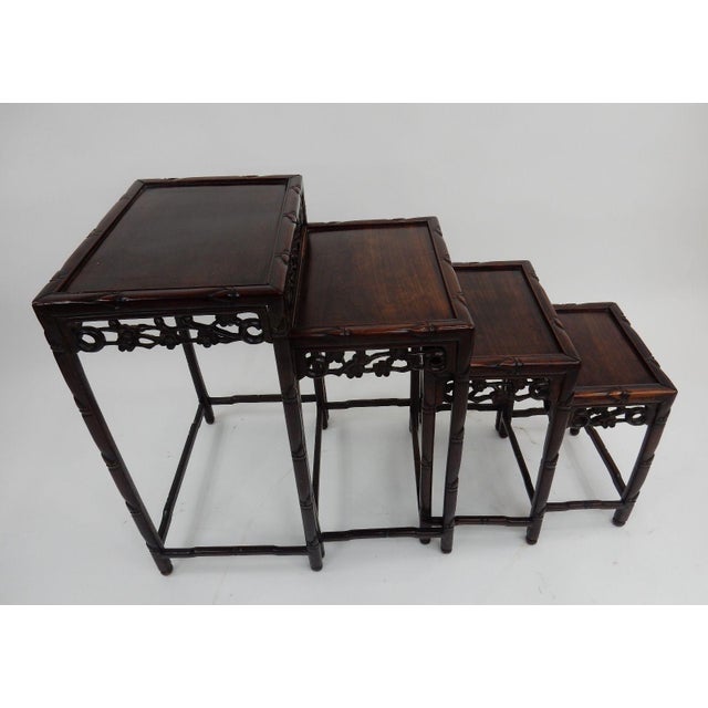 Antique Chinese Carved Rosewood Nesting Tables Set of 4 Chairish