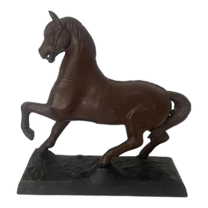 Antique Cast Metal Horse Statue – Early 20th Century Spelter Clock Topper Figurine