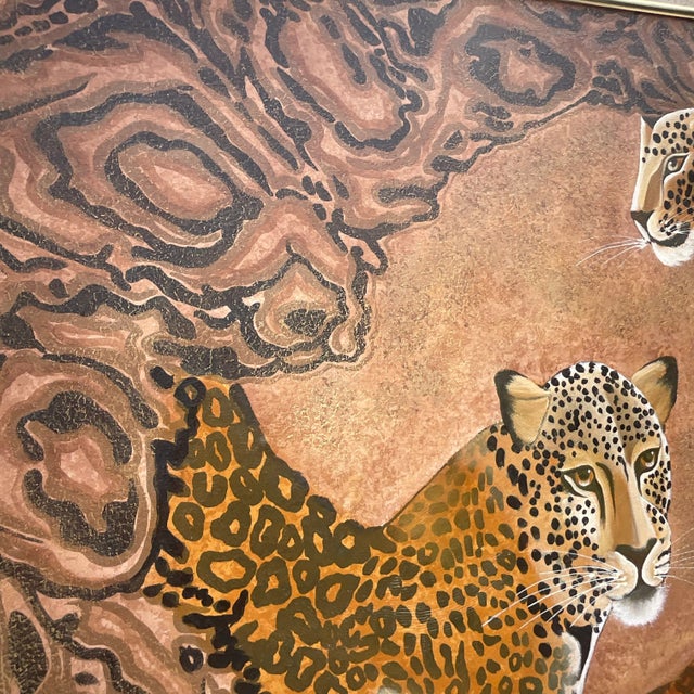 Vintage Boho Cheetah Original Oil Painting on Canvas For Sale - Image 4 of 11