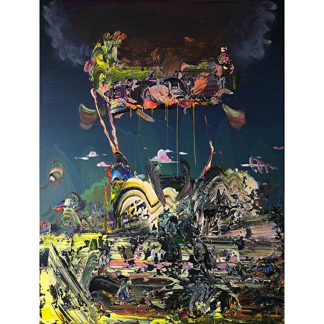 Franciszek Ledochowski, Osiris Above the Angel Gabriel, Acrylic on Canvas, 2021 For Sale