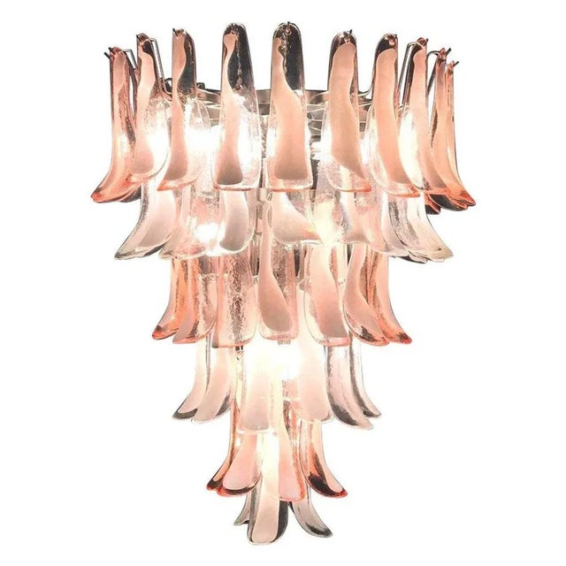 Sumptuous Pink and White Petal Murano Glass Chandelier, Italy, 1980s For Sale - Image 13 of 13