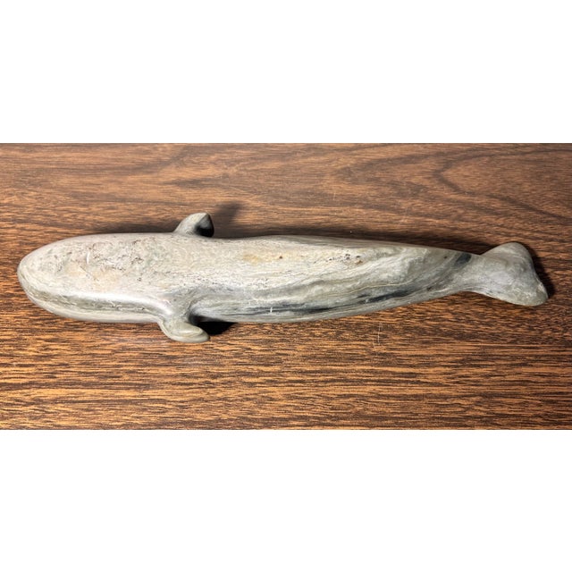 Vintage Canadian Inuit Argillite Stone Whale Carving by Mina Iqaluq (20th Century) For Sale In New Orleans - Image 6 of 9