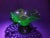 Green Vintage Fenton Dolphin Green Uranium Glass Two Handled Crimped Bowl For Sale - Image 8 of 11