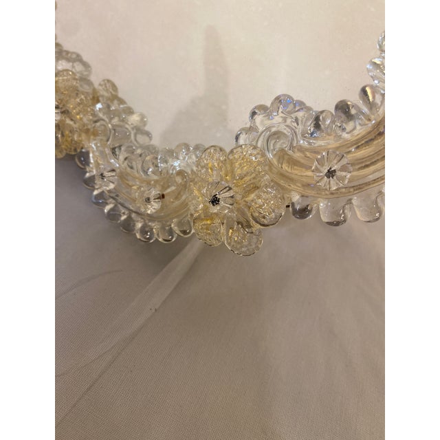 Contemporary Venetian Table Mirror Frame With Trasparents and Gold-Leaf Flowers With Engraving Decorations Murano Style Glass For Sale - Image 6 of 11