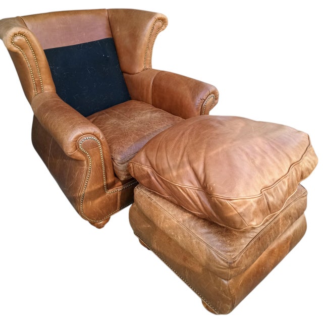 Animal Skin The Ultimate Statement of Luxury: The Cibola Furniture International Oversized Club Chair & Ottoman Set For Sale - Image 7 of 12