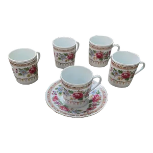 Vintage Chinese Jingdezhen 5 Demitasse Cups and 1 Saucer Set