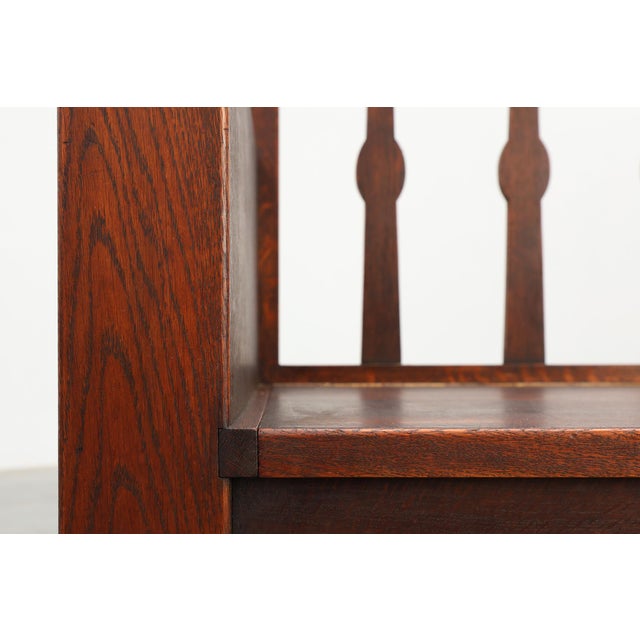 Modernist Art Deco Bench with Lift-Top Storage Seat in Oak, Belgium, 1920s For Sale - Image 12 of 18