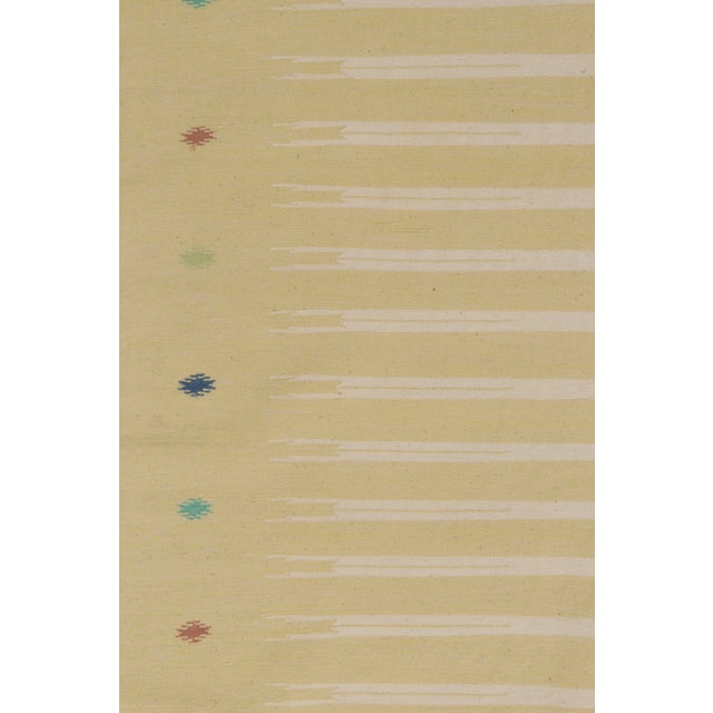 Vintage Dhurrie Kilim in Beige With White Stripe Patterns For Sale In New York - Image 6 of 7