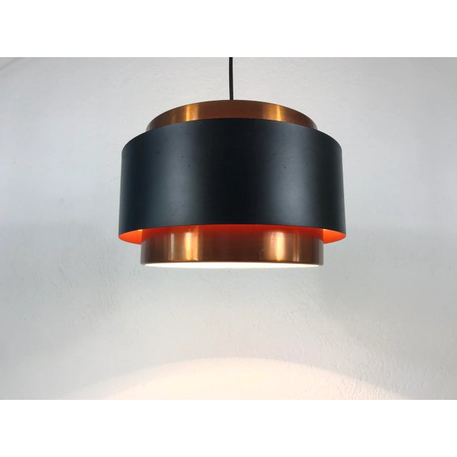 1960s Copper and Black Metal Pendant Lamp by Jo Hammerborg for Fog & Morup For Sale - Image 11 of 12