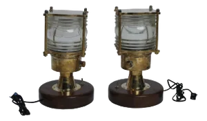 Pair of 1970s Nautical Brass Navigational Ship's Post Lights