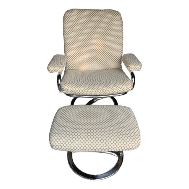 1970s Stressless Lounge Chair and Footstool in the Style of Ekorness Stressless For Sale