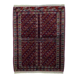 1900s Antique Russian Yamud Bokara Rug-3′5″ × 4′2″ For Sale