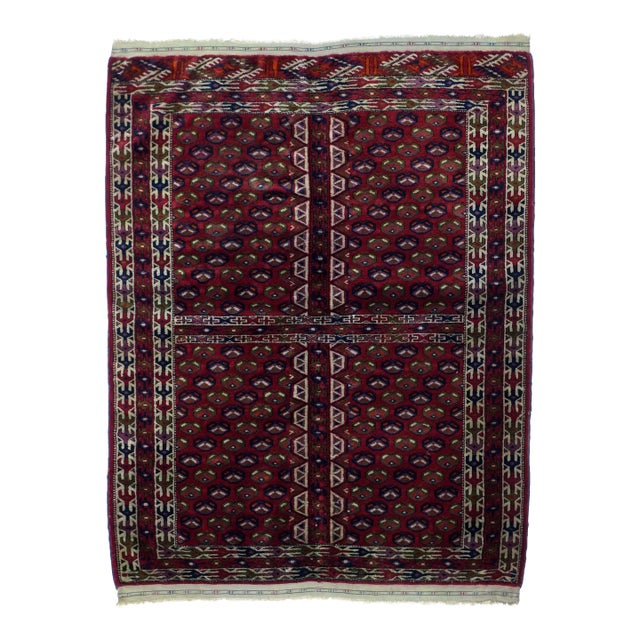 1900s Antique Russian Yamud Bokara Rug-3′5″ × 4′2″ For Sale