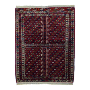 1900s Antique Russian Yamud Bokara Rug-3′5″ × 4′2″