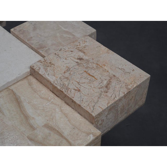 Beige Architectural Travertine Coffee Table, Belgium, 1970s For Sale - Image 8 of 10