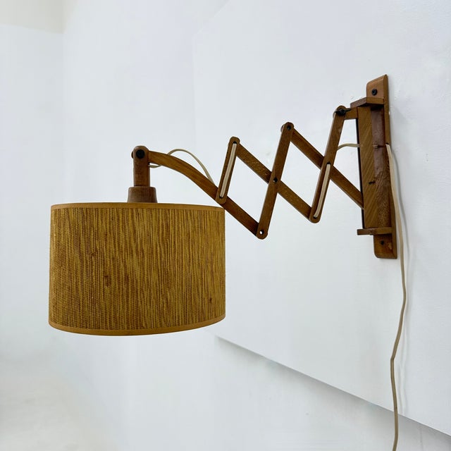 Vintage Teak Scissors Wall Lamp, 1960s For Sale - Image 6 of 18
