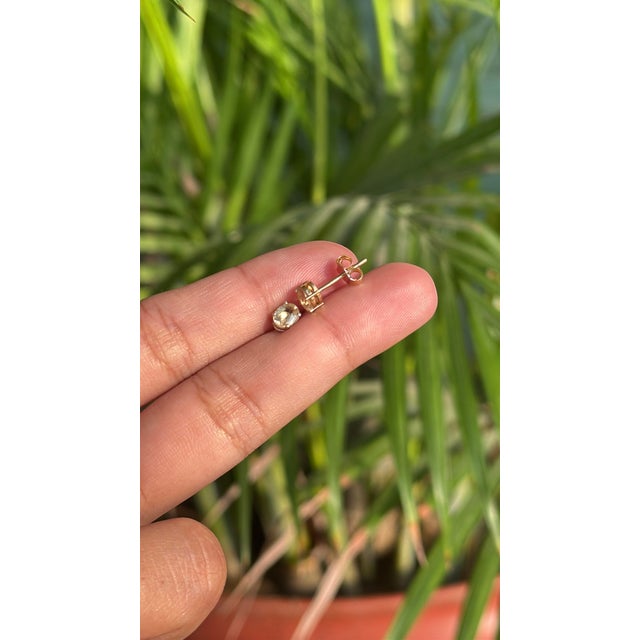 Minimalist Soliatire Yellow Sapphire Everyday Stud Earrings for Her In14k Yellow Gold- A Pair For Sale - Image 10 of 14