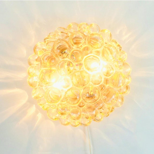 Metal Large Mid-Century Modern Amber Bubble Glass Ceiling Light by Helena Tynell for Limburg, Germany, 1960s For Sale - Image 7 of 10