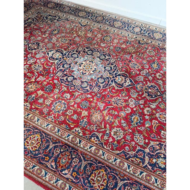 Hand-Knotted Persian Kashan Rug For Sale - Image 6 of 9