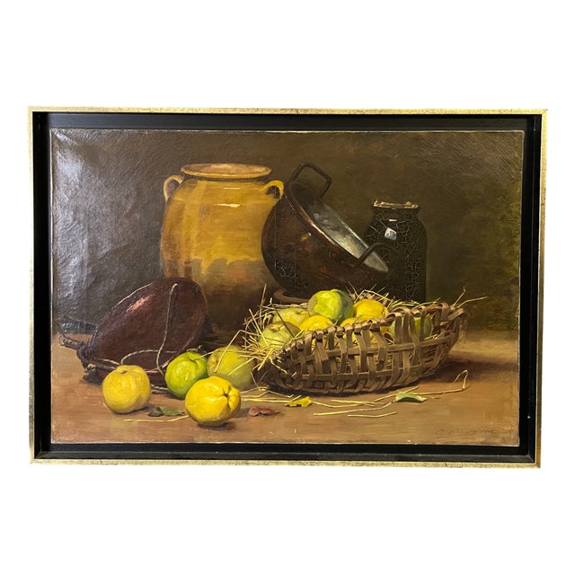 Claude Francois Blanc, Still Life with Brass Objects, 1900, Oil on Canvas For Sale